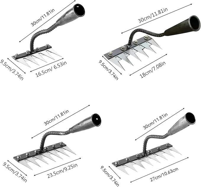 Garden Iron Weeding Rake, 5/6/7/8 Teeth Weed Puller Tool, Detachable Gardening Hand Iron rake 2.0, Carbon Steel Garden Weeder Puller Tool for Gardening, Backyard (7 Teeth)