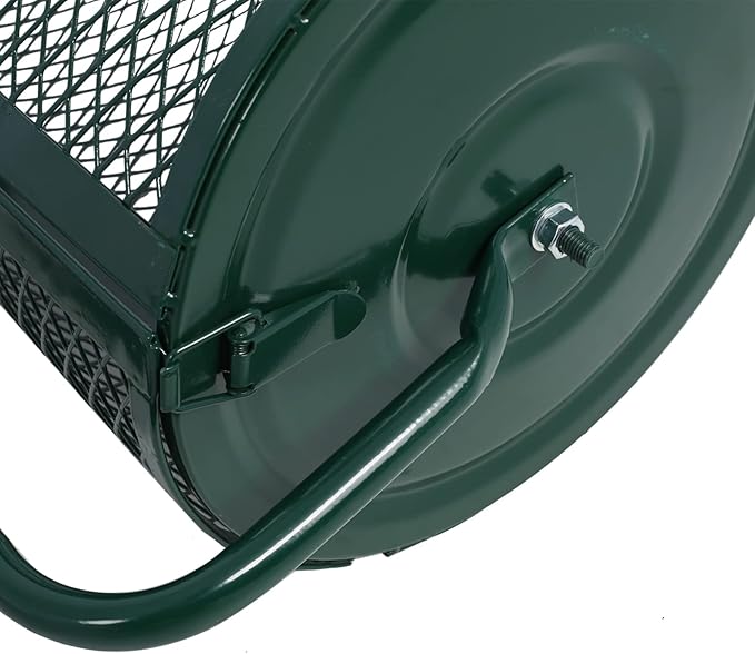 Peat Moss Spreaders for Lawns Compost Spreader Roller 24 Inch Heavy Duty Metal Mesh Dirt Topsoil Spreader for Planting Seeding Garden (24"/39"-47" L, Green)