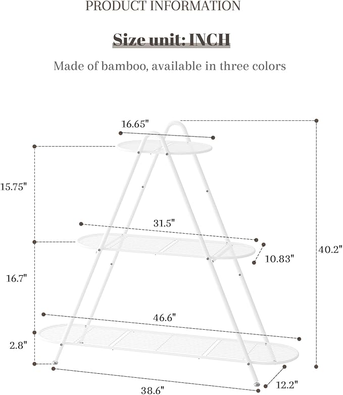 Plant Stand Indoor Plant Shelf Outdoor Corner Tall Plant Rack 3-Tier Large Metal Plant Holder Heavy-Duty Flower Rack for Patio,Living Room,Garden Decor (White)