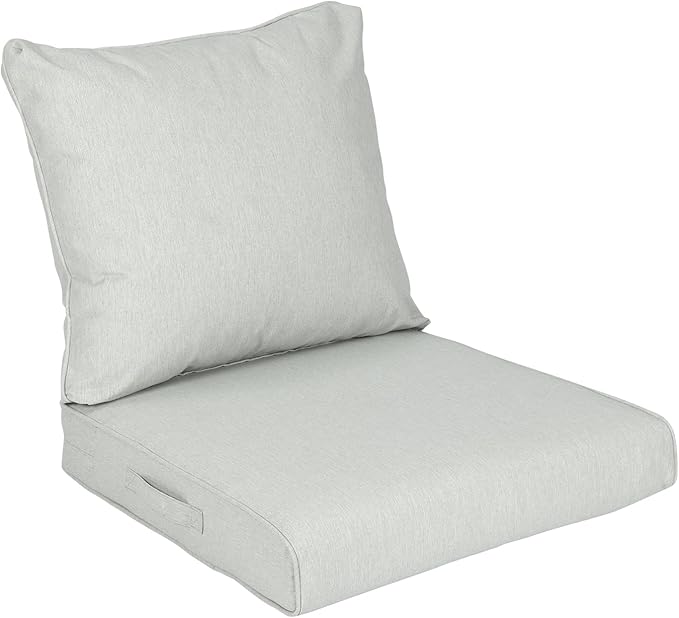 Aoodor 24" x 24" Patio Deep Seat Cushion Set, Water Resistant & Fade Resistant Outdoor Furniture Cushions with Adjustable Straps for Patio, Deck, Garden, Grey