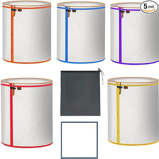 5-Pack 5-Gallon All-Mesh Storage Bags, 5 Color Fine Nylon Mesh, FIQAPJ 5 Pieces Per Pack - For 5 Gallon Bucket, Reusable Filter Bag With Opening On Top - Hydroponics, Gardening.