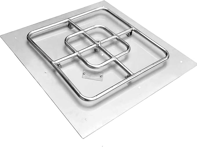 onlyfire Stainless Steel Square Fire Pit Flat Pan with Burner Ring Assembly, 18-Inch