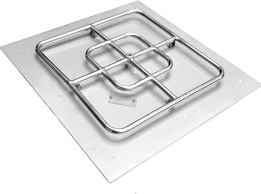 onlyfire Stainless Steel Square Fire Pit Flat Pan with Burner Ring Assembly, 18-Inch