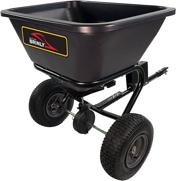 Brinly BS26BH-A Tow Behind Broadcast Spreader with Universal Hitch, 125 lb. - Flat Black
