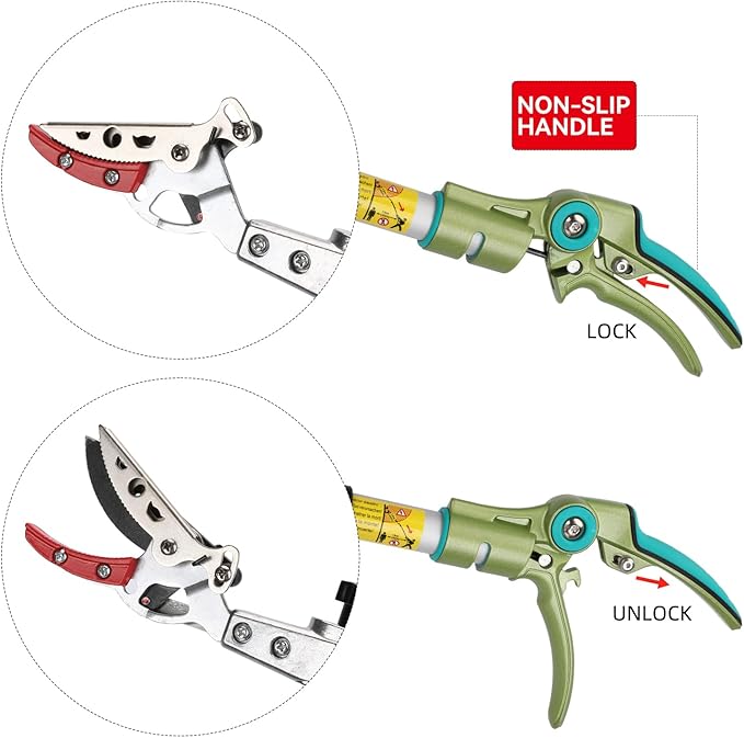 Extendable Tree Cutter, 3.67-5.45 FT Telescopic Pole Pruner, Lightweight Aluminum Handle, Teflon-Coated Blade, Cuts Up to 1/2 Inch, Ideal for Fruit Picking & Tree Branch Cutting | LFX101