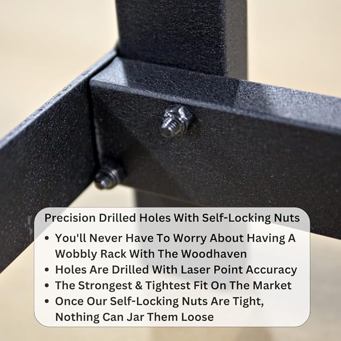 Woodhaven 16 Foot Black Large Outdoor Firewood Rack With Optional Seasoning Cover - 1 Cord Fire Log Holder - Powder Coated Steel Firewood Holder - Made In USA (No Cover)