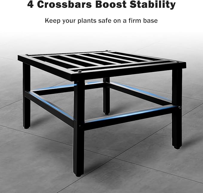 Plant Stand Indoor Outdoor,18 Inch Square Metal Plant Stands Riser,Heavy Duty Wrought Iron Pedestal Holders for Large Flower Pot,Outside Rust-Proof Black Flower Display Shelf for Patio,1-Pack
