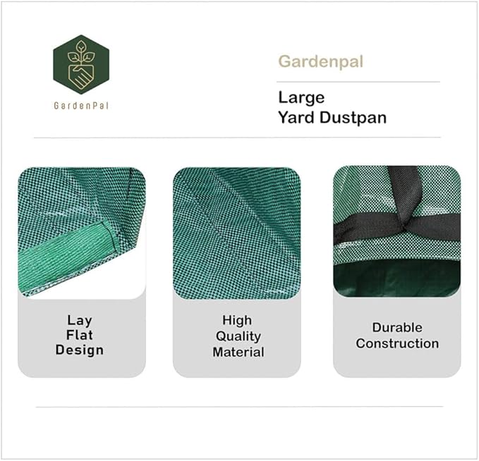 Gardenpal 2-pack Yard Waste Bags for Collecting Leaves, PE Gardening Bags, Lawn and Leaf Bags, Large Yard Dustpan-Type Garden Bag, Reuseable Garden Waste Container, 53 Gallon Per Bag