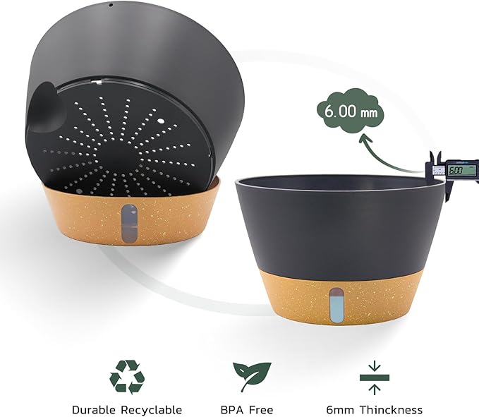 ZMTECH 12 Inch Large Hanging Planters for Outdoor Plants, Self Watering Hanging Planter with Visual Reservoir, Hanging Baskets for Plants Indoor with Drainage Hole and Plant Hanger(1 Pack, Gray)