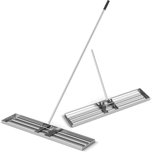 Goplus Lawn Leveling Rake, 46" x 10" Heavy Duty Level Lawn Tool w/ Ergonomic Handle for Soil, Effort-Saving Landscape Rake for Garden, Backyard, Golf Course, Farm, Pasture, Silver