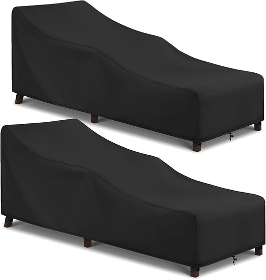Arcedo Patio Lounge Chair Cover 2 Pack, Waterproof Outdoor Chaise Lounge Covers for Outdoor Furniture and Outside Stackable Cushions, 84" x 32" x 32" H, Black