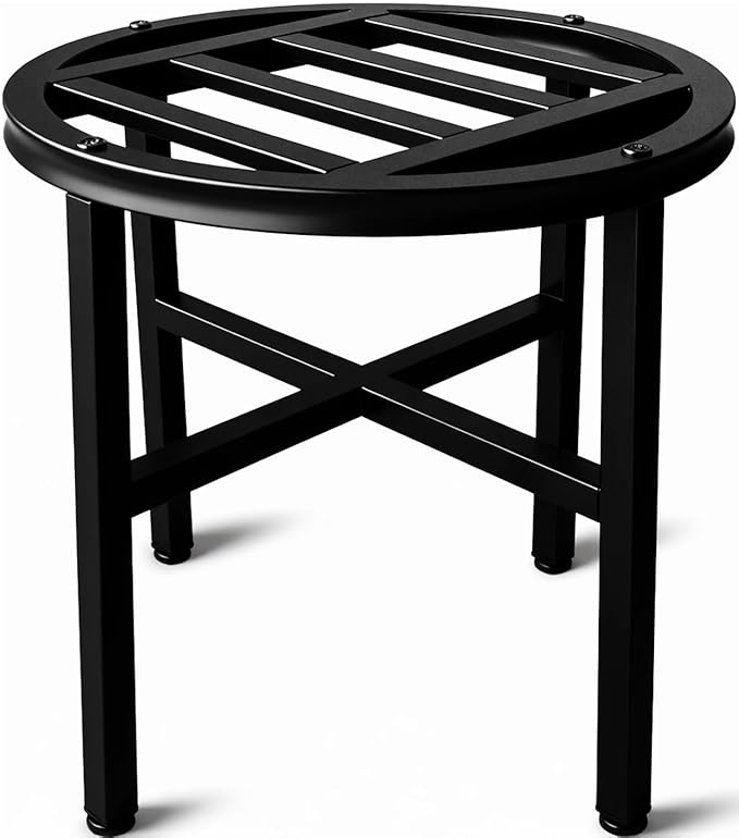 Plant Stand Indoor Outdoor,13 Inch Round Metal Plant Stands Riser,Heavy Duty Wrought Iron Pedestal Holders for Large Flower Pot,Outside Rust-Proof Black Flower Display Shelf for Patio,1-Pack
