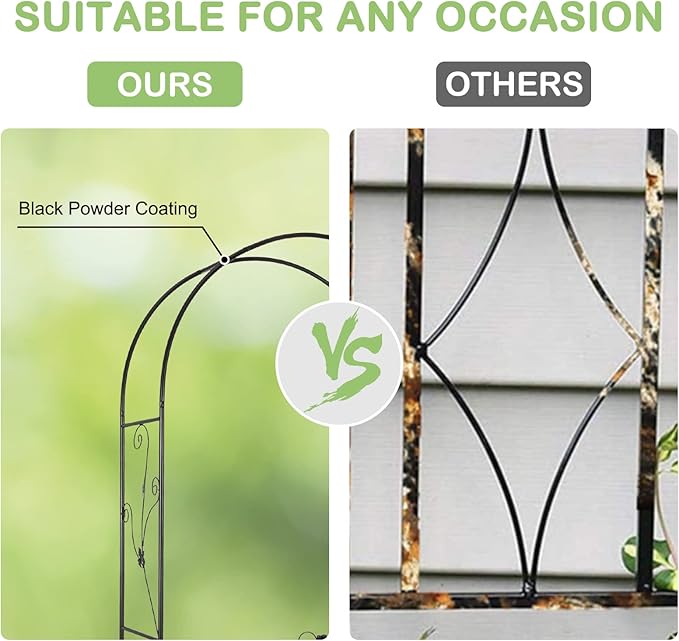Metal Garden Arch with Gate - Garden Arbor with Gate, Garden Arbor Trellis w/Door for Climbing Plants, Rose, Vine, Wedding, Garden Trellis Arch for Outdoor, Lawn, Backyard, 7'H X 3.6'W, Black
