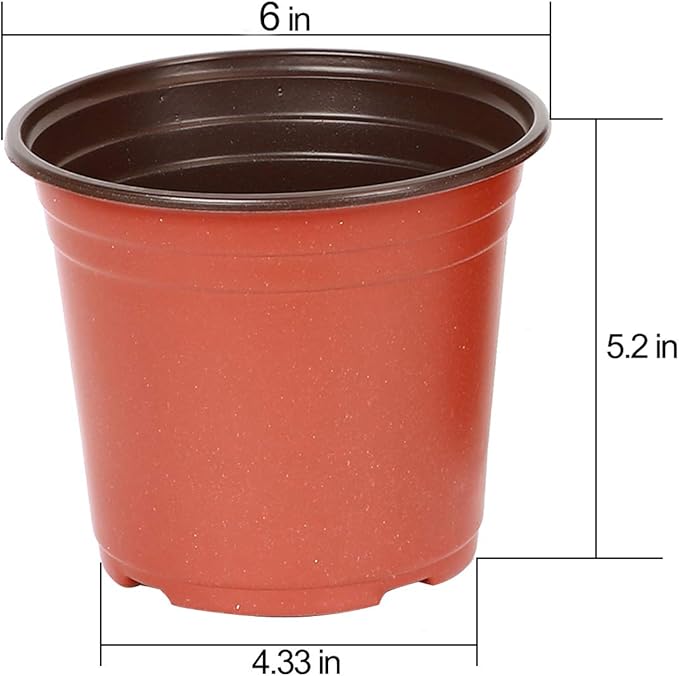 KINJOEK 110 Packs 6 Inch Plastic Flower Pots,1/2 Gallon Plant Pot, Seed Starting Plastic Planter Bulk for Seedling Transplant Indoor Outdoor Supply Garden