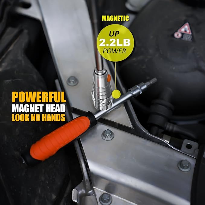 Magnetic Pickup Tool, Gifts for Men, Telescoping Magnet Flashlight, Gifts Idea & Stocking Stuffers for Men, Teen Boys, Mechanic, Boyfriend, Christmas Gifts for Dad, Husband, Father, Silver