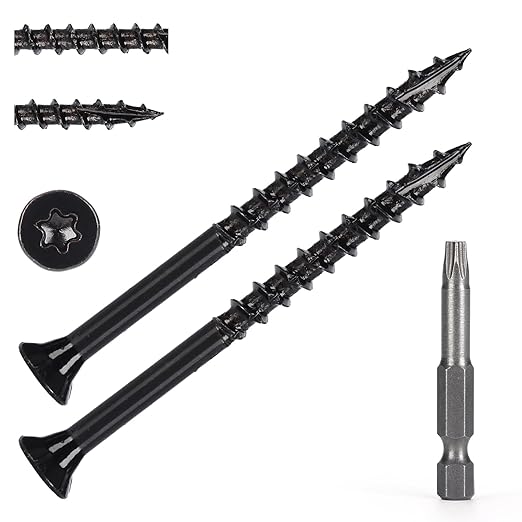 Wood Screws #10 x 2-1/2’’, T25 Star Torx Drive Flat Head Deck Screws, Black, 79Pcs (1lb)