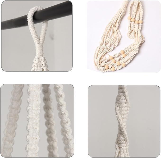 Hanging Planters with Macrame Plant Hangers for Indoor Outdoor Plants,3 Set Hanging Baskets Flower Pots Holders 35‘’/27‘’/21‘’,Self-Watering Pots 7‘’/6‘’/5.5‘’,Boho Home Decor (White)