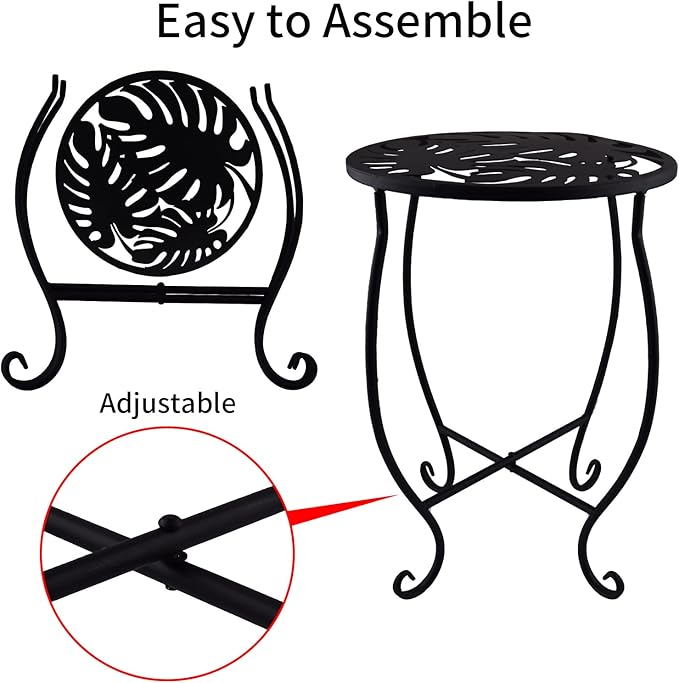 TLBTEK Planter Stand,10 Inch Metal Round Potted Plant Stands Indoor Outdoor ,Single Modern Flower Pot Stand Holder Rack Planter Display for Home,Kitchen,Patio,Garden, Corner, Balcony and Bedroom (Style 4)