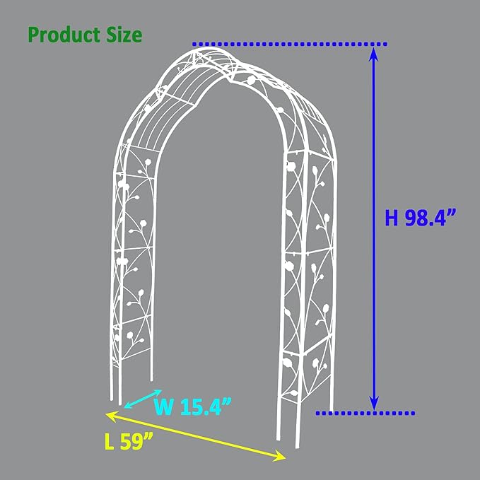 8.3FT Heavy Duty Steel Garden Arbor with Side Garden Trellis, 8-in-1 Wedding Arch Archway for Backyard, Vine Plants & Outdoor Decor - Includes Ground Stakes & Easy Assembly