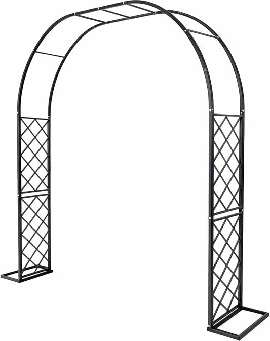 Metal Garden Arbor, Heavy Duty Metal Garden Arch Trellis for Climbing Plants, Decorative Archway Wedding Arch Frame for Patio, Backyard, Patio, Lawn, Pathway, Black