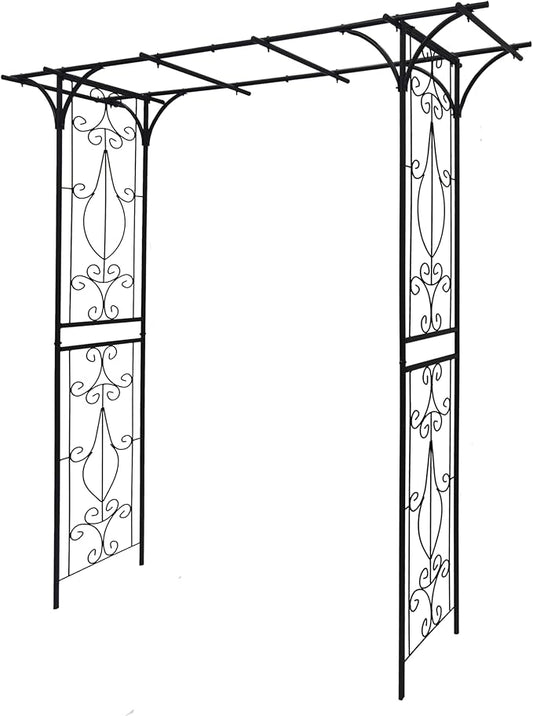 Metal Garden Arch, Assembly Garden Arbor,Trellis Climbing Plants Support, Rose Outdoor Arch,Wedding Arch Party Events Archway (Black, W20.47'' x H81.1)