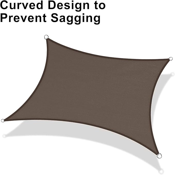 LOVE STORY Custom Size 14'x24' Brown Sun Shade Sail Rectangle UV Block Canopy Patio Sail Sunshades Fabric for Outdoor Garden Carport (We Make Custom Size)