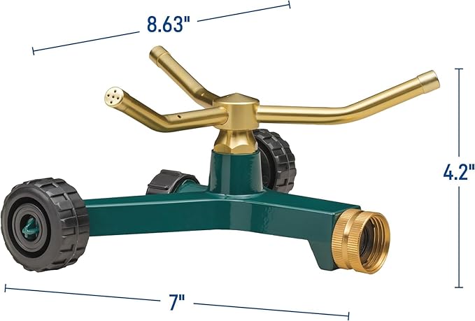 2-Pack Orbit 58257N 3-Arm Metal Sprinkler with Wheel Base - Durable 3-Arm Sprinkler with Convenient Wheel Base