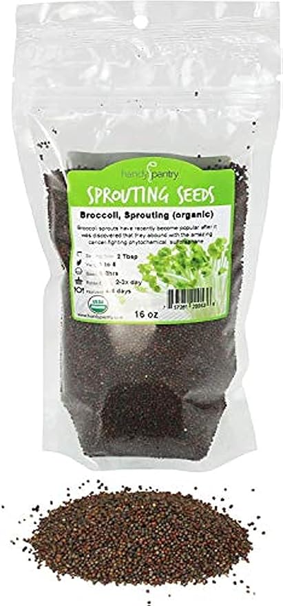 Handy Pantry Broccoli Sprouts Seed Organic- 1 Lb - Non-GMO Organic Broccoli Seeds for Sprouting, Microgreens Sprouting Seeds, Contain Sulforaphane