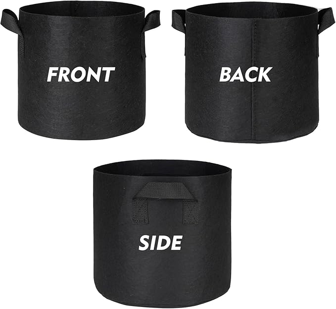 WEIFENG 3-Pack 15 Gallon Grow Bags, Heavy Duty Fabric Pots with Handles for Potatoes, Tomatoes, Small Trees - Extra Tall
