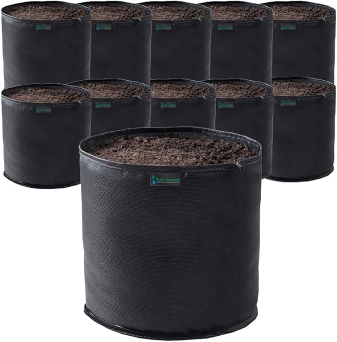 Commercial Grow Bag Pack of 10, Air Pruning Mesh Fabric Plant Containers (2 Gallon, Black)