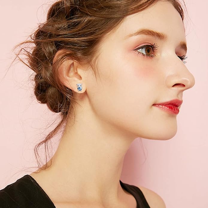 JUSTKIDSTOY Hypoallergenic Earrings Sterling Silver Crystal Cute Animal Studs Earrings for Sensitive Ears Birthday Gifts for Women Girls