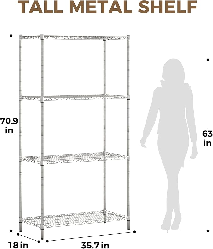 Plant Shelf Large Plant Stand Indoor Outdoor 4 Tier Metal Shelving for Plants Heavy Duty Metal Plant Stand Storage Shelf DIY Adjustable Plant Stands Sturdy Space Saving 3000lbs Tall Outdoor Plant Holder for Greenhouse Balcony Garden Patio