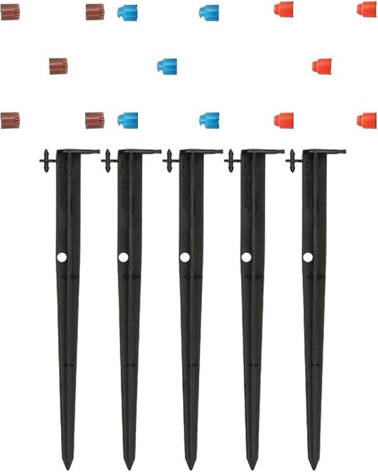 Orbit 65140 5-Pack 1/4" Barb Drip Micro-Sprinkler Full, Half, & Quarter Pattern Nozzle x 12” Stake