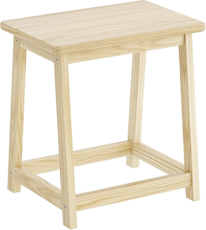 Wood End Table Side Table Tall Seat Stool Dining Stool Wooden Plant Stand Indoor Bedside Table Nightstand Plant Table Bathroom Flower Pot Stand for Living Room Bedroom Kitchen (Natural)