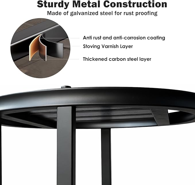 Plant Stand Indoor Outdoor,13 Inch Round Metal Plant Stands Riser,Heavy Duty Wrought Iron Pedestal Holders for Large Flower Pot,Outside Rust-Proof Black Flower Display Shelf for Patio,1-Pack