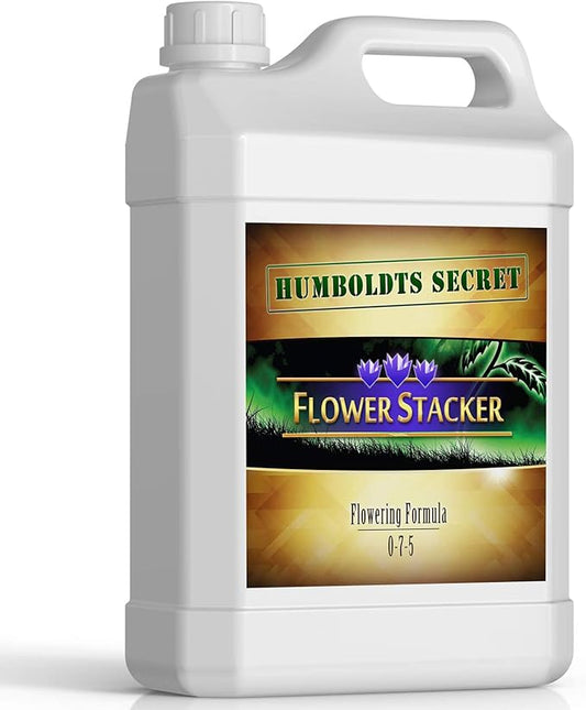 Humboldts Secret Flower Stacker | 0-7-5 Bloom Booster with Vitamin B1 | High Phosphorus Potassium Flowering Nutrients | Potting Soil Hydroponics Coco | Indoor & Outdoor Plants | 1 Gallon
