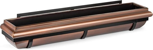 H Potter Window Box Copper Finish Flower Plant Container with Metal Frame to Attach to House (Antique Copper, 48 INCH)