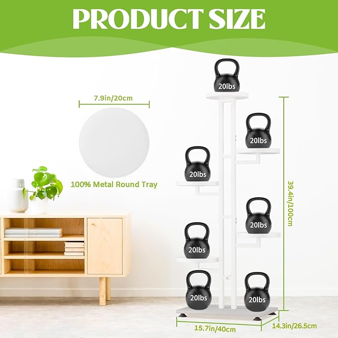 iDavosic.ly 5 Tier Plant Stand Indoor Outdoor, Tiered Corner Multiple Flower Pot Holder Shelf, Metal 40 Inch Tall Display Rack for Patio Porch Living Room Garden Balcony Bedroom, White