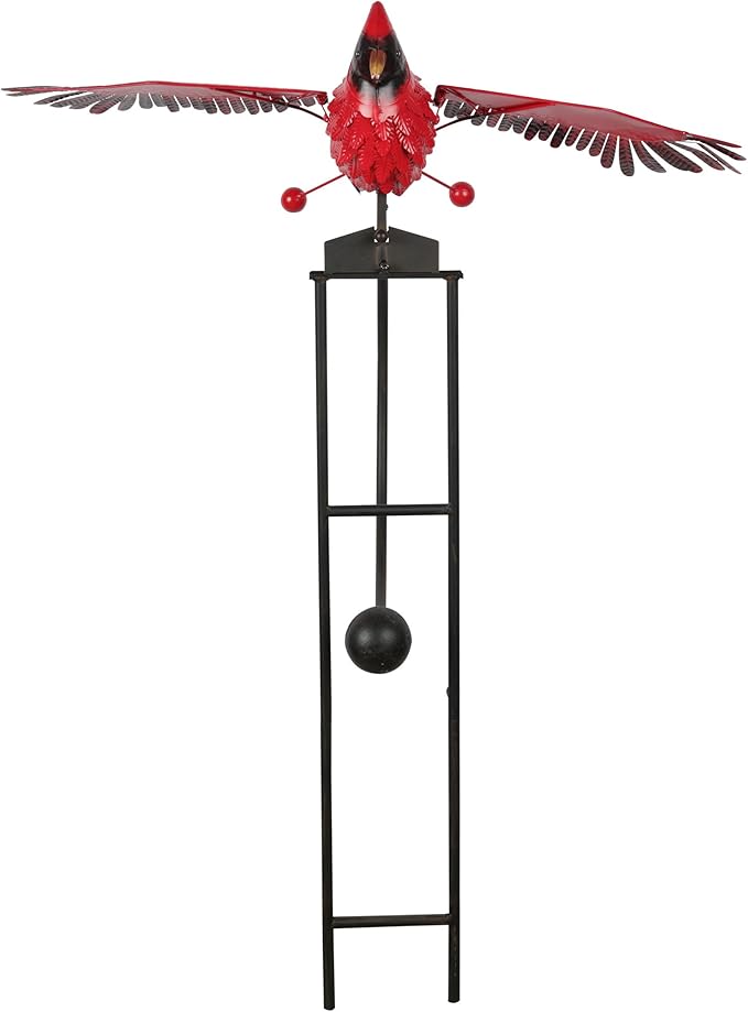 Alpine Corporation NCY408 Metal Rocking Cardinal Stake, Stylish Décor for Garden, Patio, & Lawn, 56"H, Red