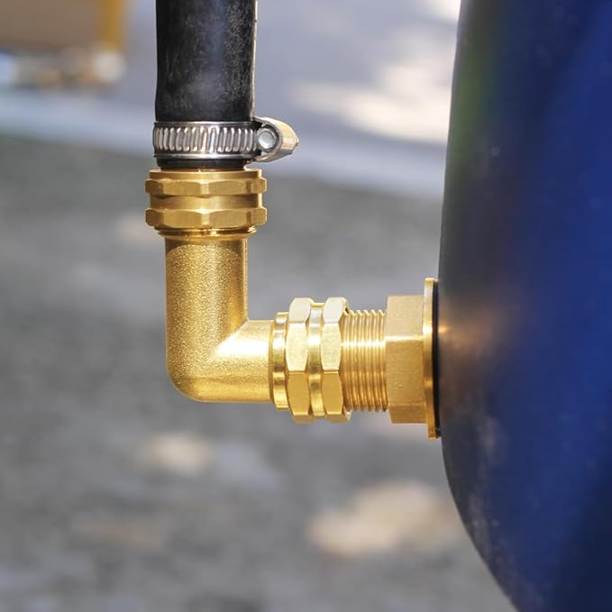 90 Degree Brass Full Flow Elbow Connector | 3/4" Solid Brass Right Angle Spigot Extend Adapter | 1-Pack Hose Elbow
