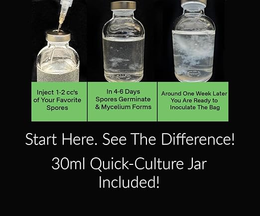 All-in-One Mushroom Grow Bag (4 lbs) for Manure Loving Mushrooms + Spore Germination Jar!