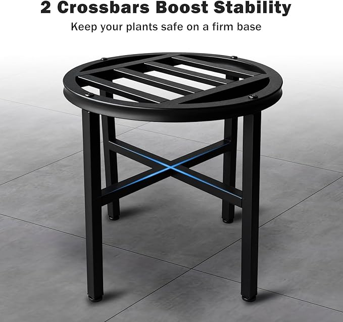 Plant Stand Indoor Outdoor,13 Inch Round Metal Plant Stands Riser,Heavy Duty Wrought Iron Pedestal Holders for Large Flower Pot,Outside Rust-Proof Black Flower Display Shelf for Patio,2-Pack