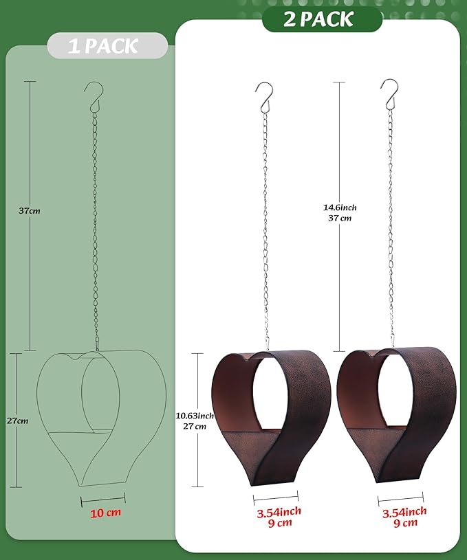 Metal Plant Hangers Indoor and Outdoor: Christmas Birthday Gifts for Women Mom Wife Garden Lovers - Heart Shape Hanging Planters Perfect for Window Wall Living Room Office Decor(2 Pack)