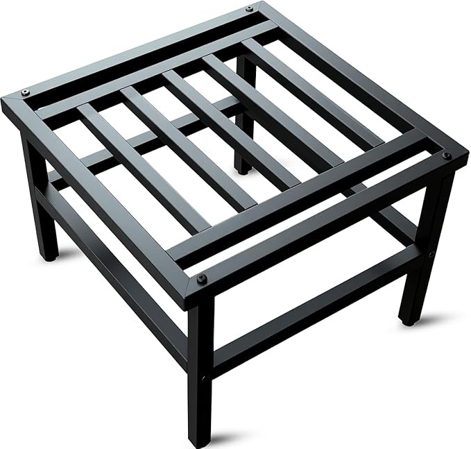 Plant Stand Indoor Outdoor,18 Inch Square Metal Plant Stands Riser,Heavy Duty Wrought Iron Pedestal Holders for Large Flower Pot,Outside Rust-Proof Black Flower Display Shelf for Patio,1-Pack