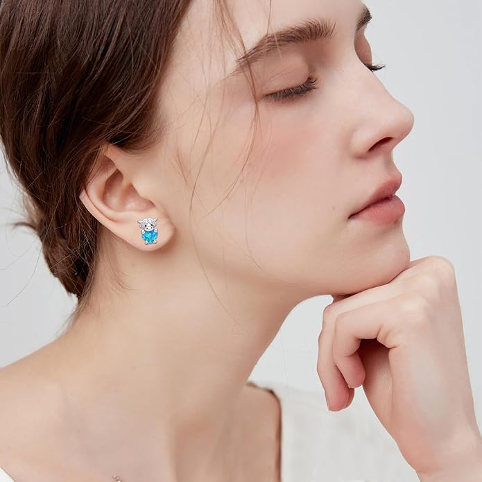 JUSTKIDSTOY Hypoallergenic Earrings Sterling Silver Crystal Cute Animal Studs Earrings for Sensitive Ears Birthday Gifts for Women Girls