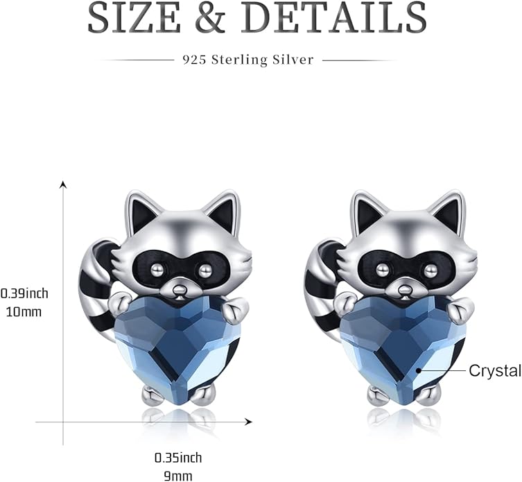 JUSTKIDSTOY Hypoallergenic Earrings Sterling Silver Crystal Cute Animal Studs Earrings for Sensitive Ears Birthday Gifts for Women Girls
