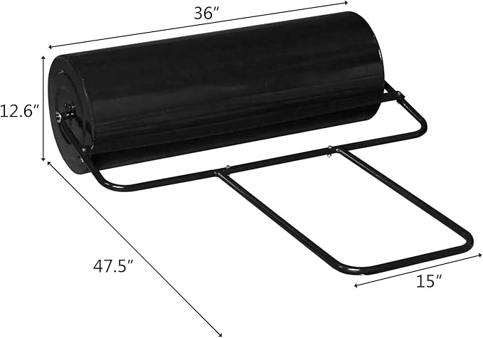 VINGLI Lawn Roller Water Filled Pull Behind 36inch Garden Drum Roller Push/Tow Behind, Water/Sand Filled Roller for Garden, Lawn, Backyard (Black)