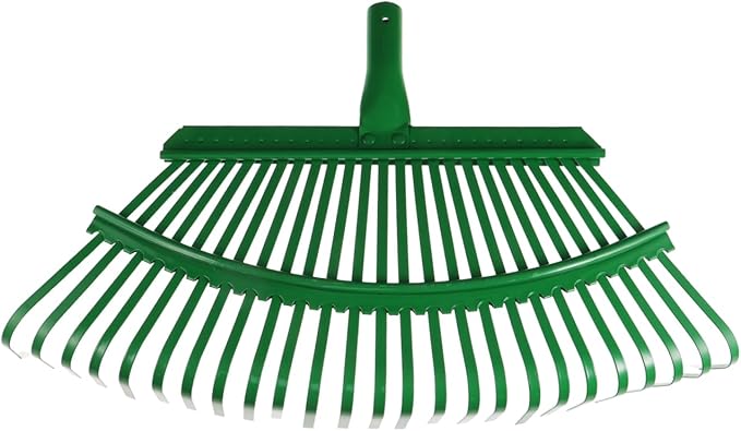 SUPVOX 25 Tine Heavy Duty Steel Leaf Rake for Lawn and Garden, Detachable Head for Easy Storage, Comfortable Grip for Leaves, Grass, and Debris Cleaning