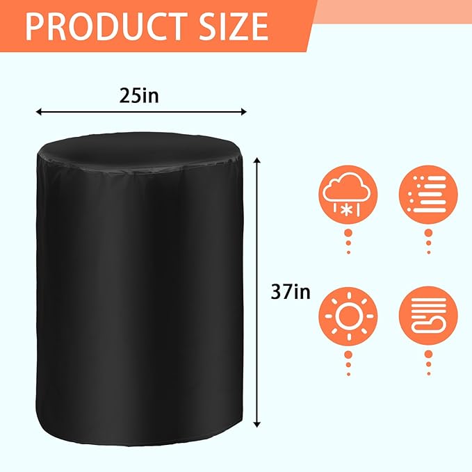 2pcs 55 Gallon Barrel Cover 210D Water Storage Barrel Cover with an Adjustable Drawstring, Rain Barrel Protective Screen Cover for Barrel，25 x 37 Inches