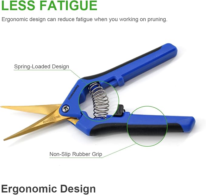6 Packs Garden Pruning Shears with Curved Blades Trimming Scissors, Gardening Hand Pruning Snips Titanium Coated Precision Bonsai Pruning Shears, Convenient Flower Cutters(Blue)